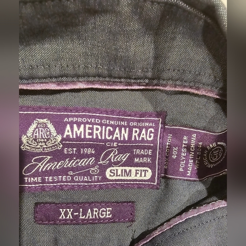 American Rag Men's XX-Large Charcoal Button Down Shirt - Picture 2 of 3